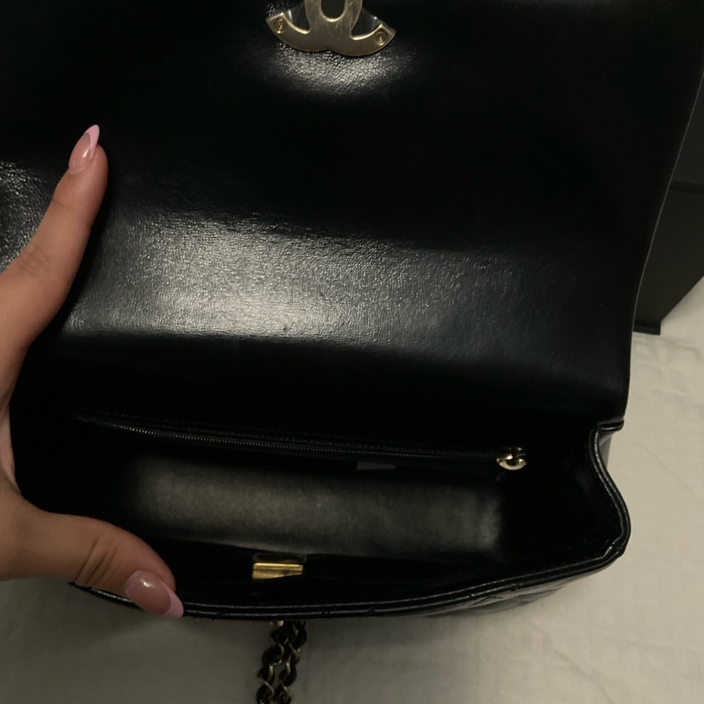 CHANEL Shiny Lambskin Quilted Coco
Trip Flap Bag Black Item #: 1807911 - Picture 10 of 13